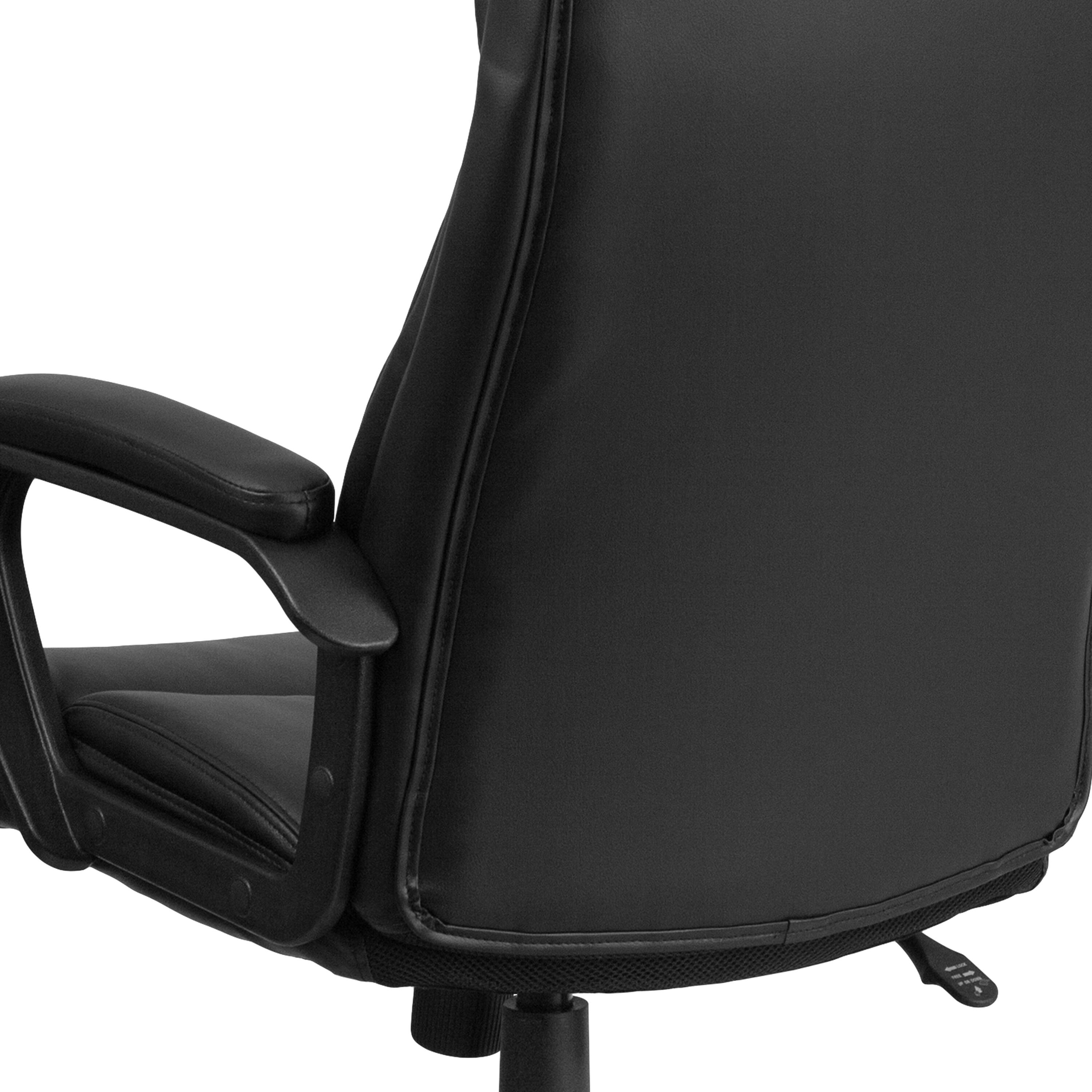 Alt View 8. Emma + Oliver - High Back Leather Executive Swivel Office Chair with Slight Mesh Accent and Arms - Black.