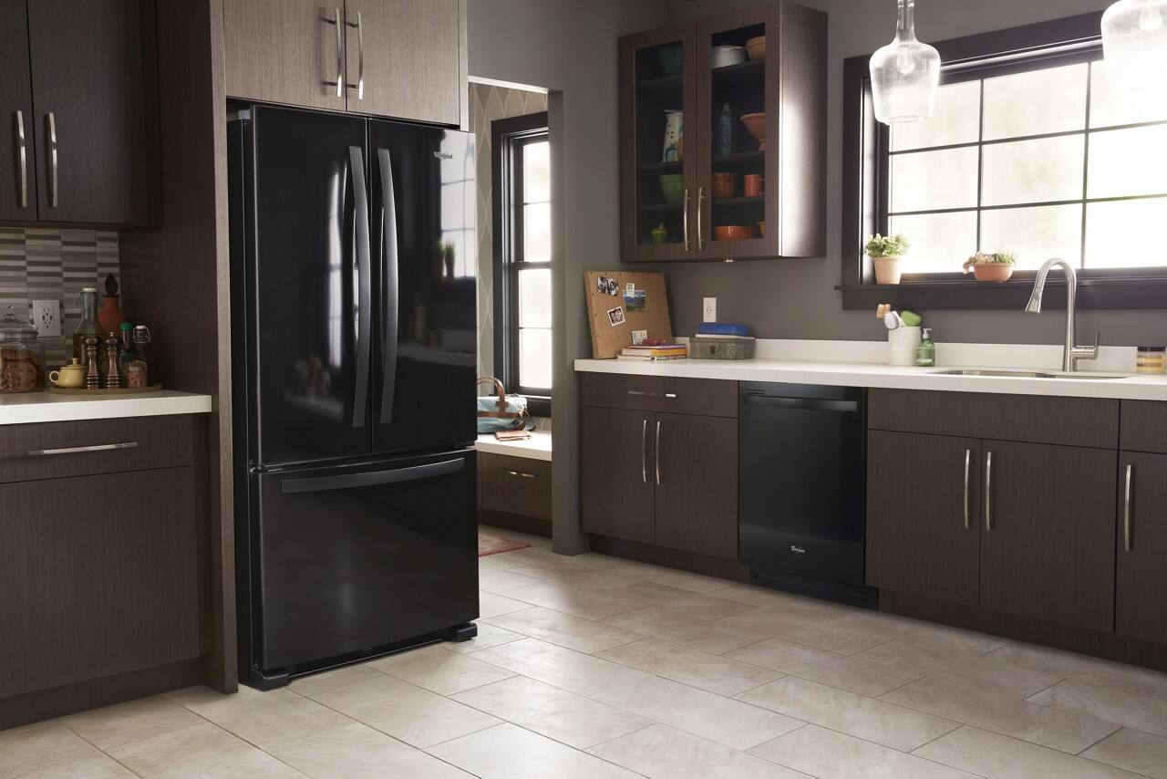 Alt View 12. Whirlpool - 22 cu. ft. French Door Refrigerator with Humidity-Controlled Crispers - Black.