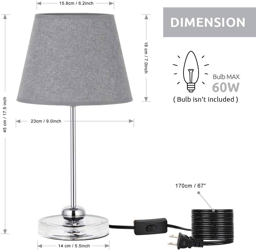 15.8cm / 6.2inch  
23cm / 9.0inch  
18cm / 7.0inch  
14 cm / 5.5inch  
170cm / 67"  

DIMENSION  

Bulb MAX 60W (Bulb isn't included)