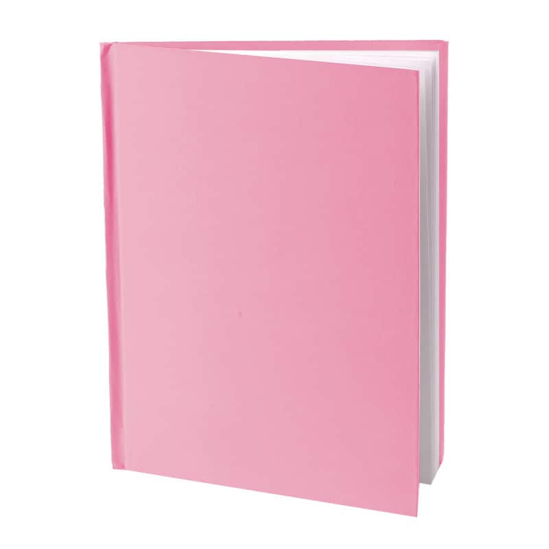 YOUNG AUTHORS - Pink Hardcover Blank Book, White Pages, Portrait, 14 Sheets/28 Pages - 8"H x 6"W