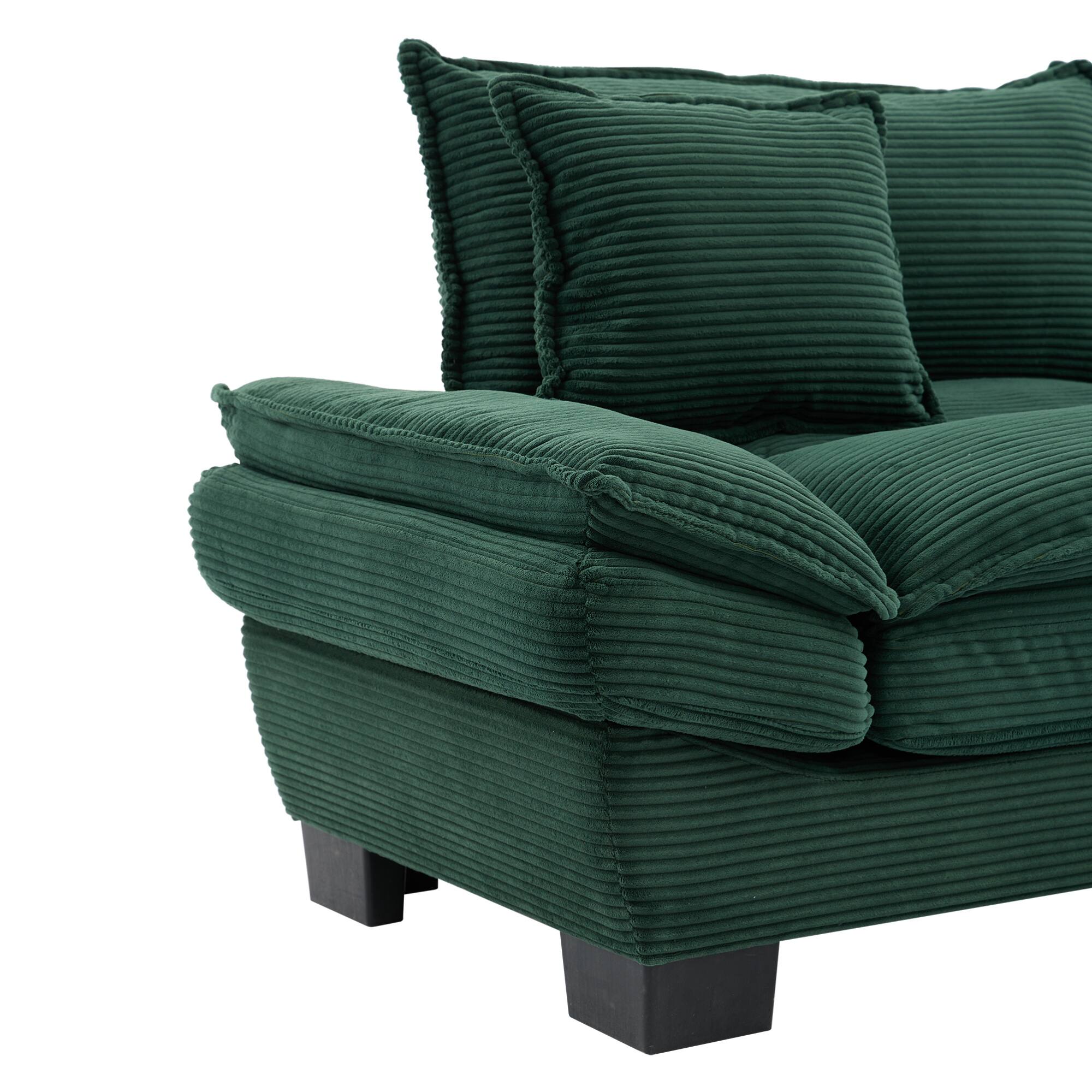 Alt View 6. GOODSILO - Plush Corduroy Convertible Sofa Bed | Deep-Seating Sleeper with Accent Pillows for Home & Office - Green.