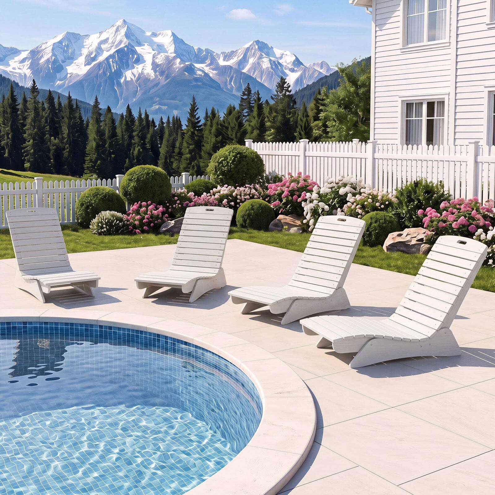 Alt View 4. Costway - Costway 2 PCS HDPE In-Pool Lounge Chair for 5.5"-8.5" Water Depth Anti-Float for Poolside - White.
