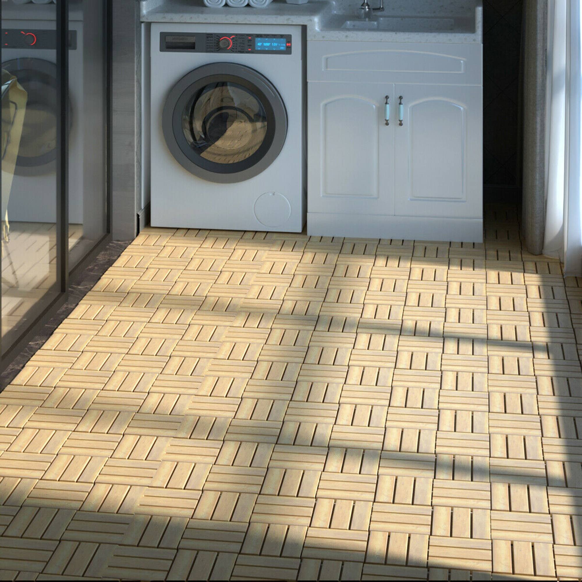 Alt View 1. Costway - Costway 40PCS 12" x 12" Acacia Wood Deck Tiles Interlocking Patio Pavers Check Pattern - Brown.