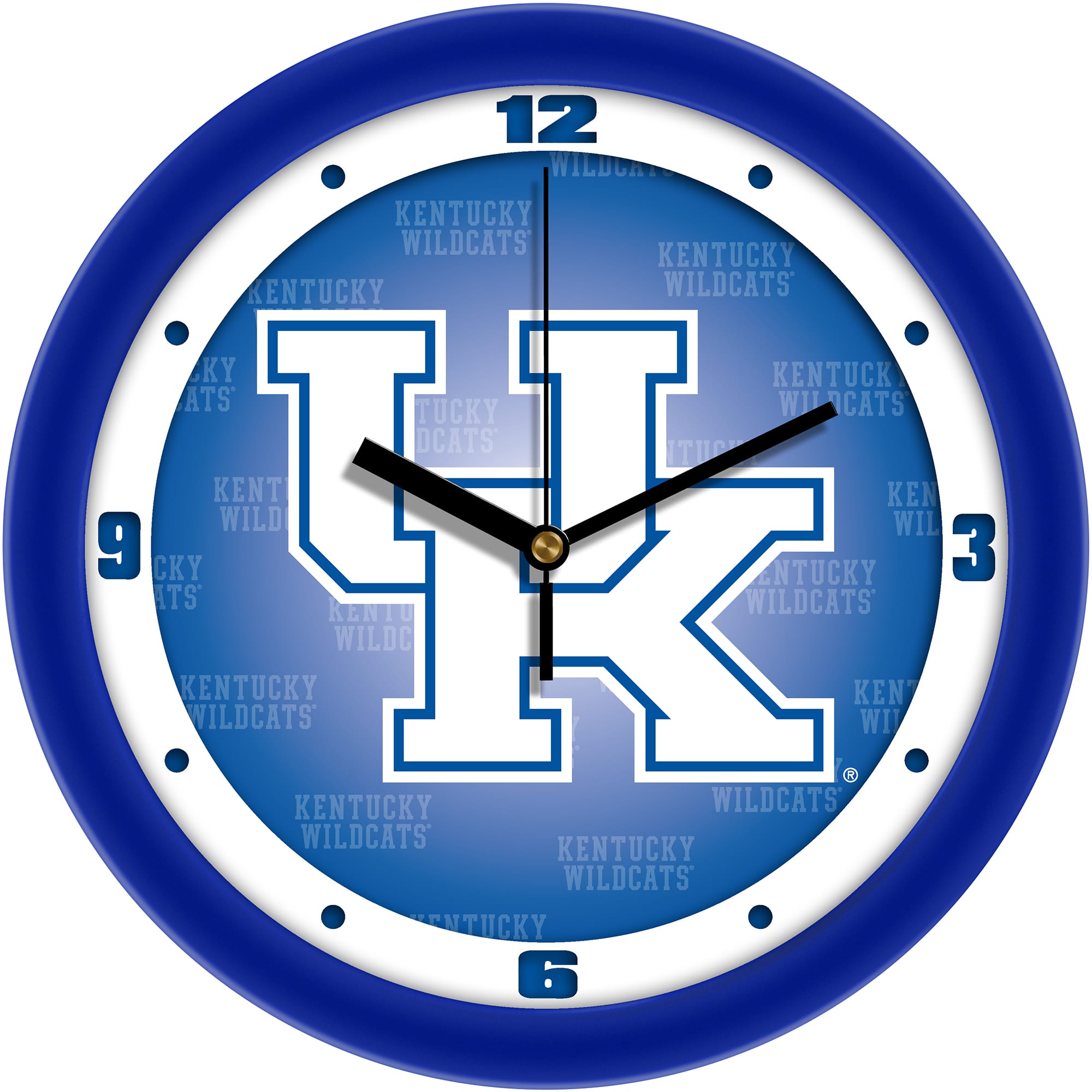 MpDirect - Kentucky Wildcats 11.5'' Suntime Premium Glass Face Dimension Wall Clock - Multicolor