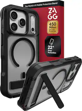 ZAGG - Rainier Snap MagSafe-Compatible Case with Kickstand for Apple iPhone 18 Pro / iPhone 17 Pro - Smoke Black