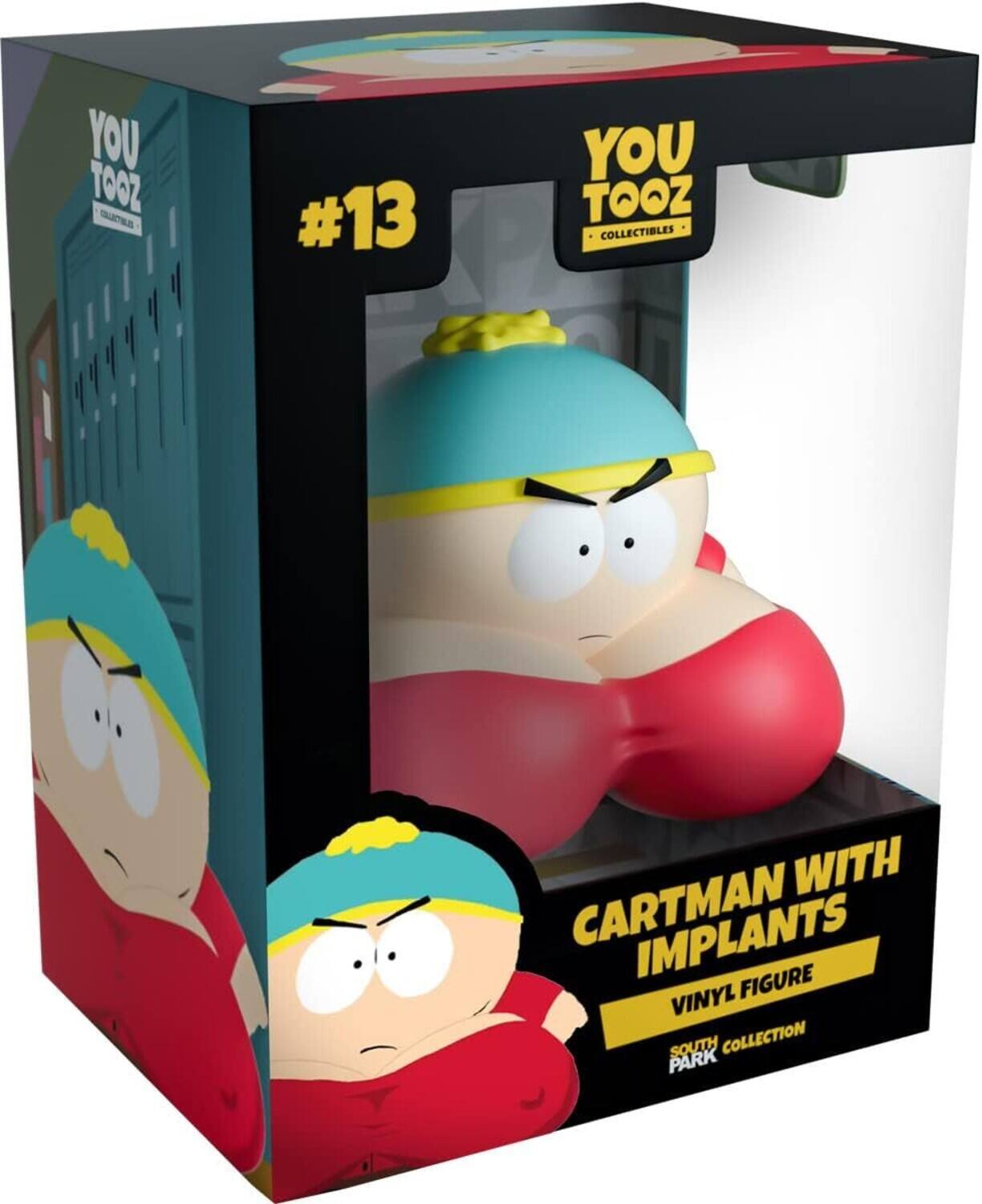 YOU TOOZ  
COLLECTIBLES  

#13  

CARTMAN WITH IMPLANTS  
VINYL FIGURE  

SOUTH PARK COLLECTION
