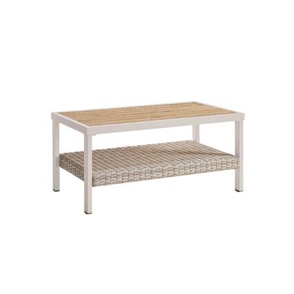 Front. Songmics Home - ONGMICS HOME Sencillo Collection - Outdoor Steel Coffee Table with Storage, Bone Color - Gray.