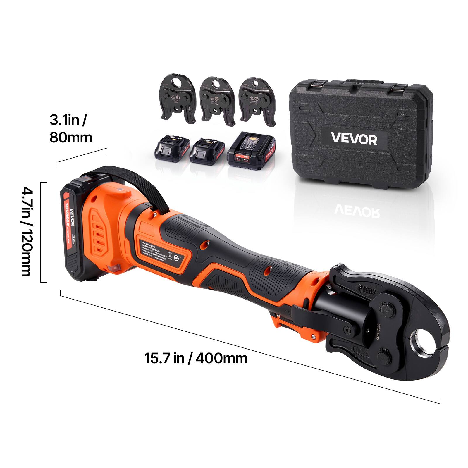 3.1in / 80mm  
4.7in / 120mm  
15.7in / 400mm