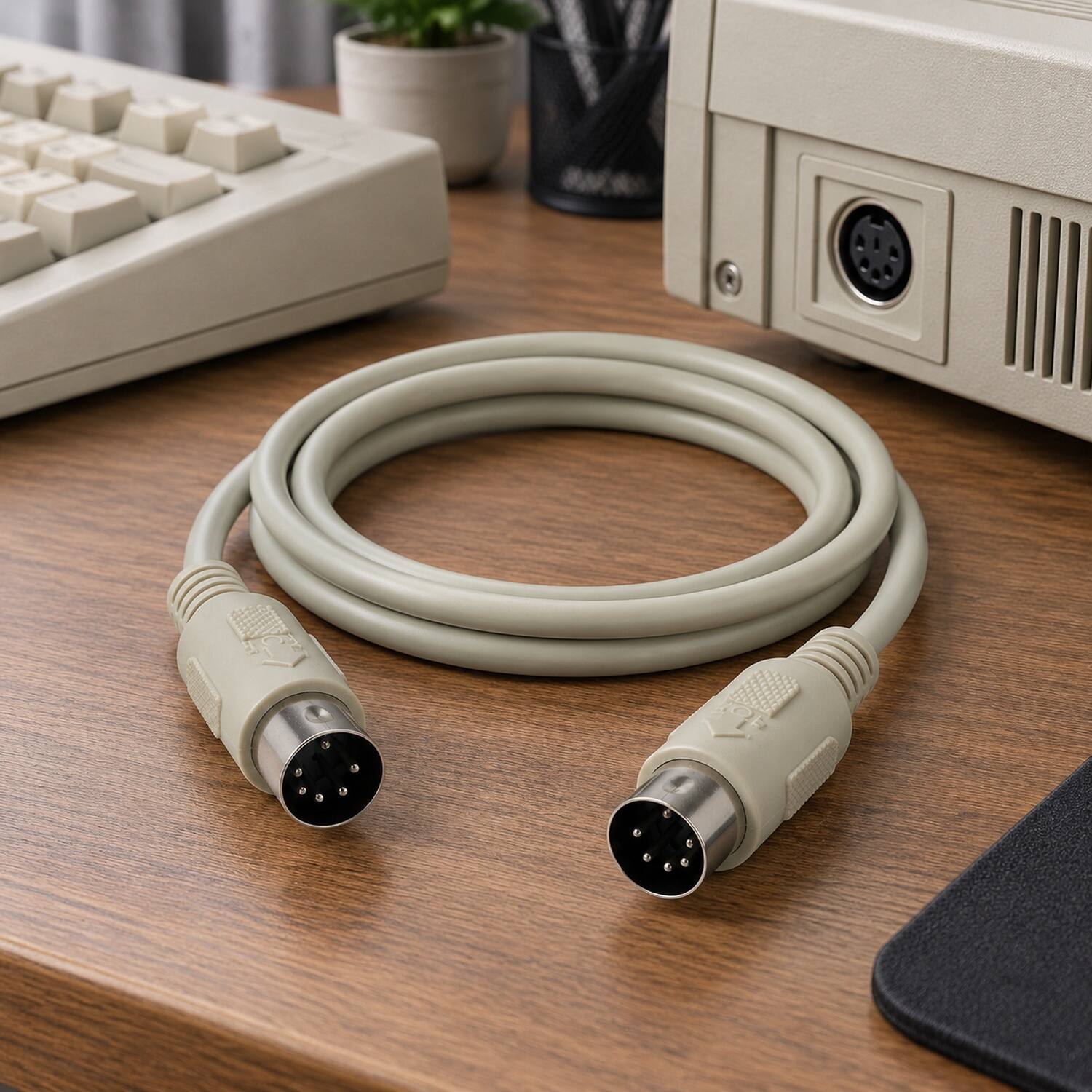 Left. Sanoxy - 6ft DIN5 M/M AT Keyboard Cable - Beige.