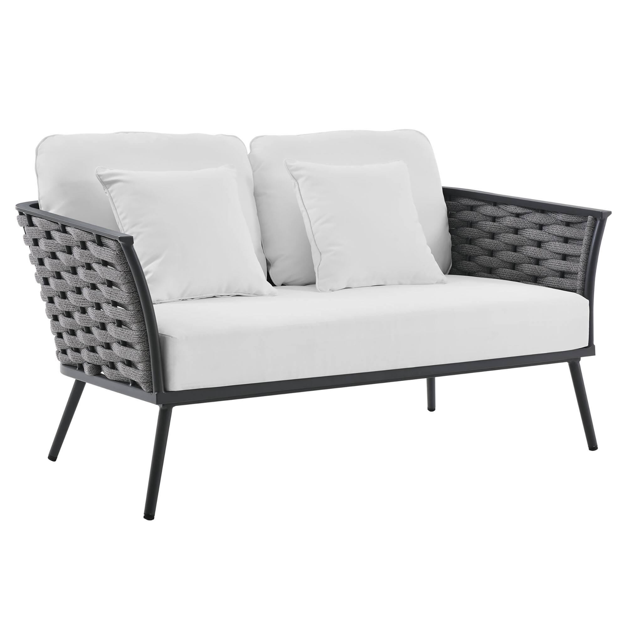 Angle. Modway - Stance Outdoor Patio Aluminum Loveseat by Modway - Gray White.