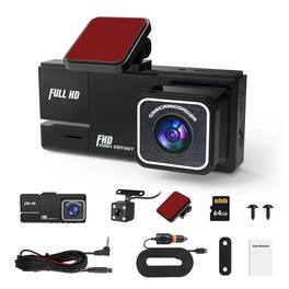 Stock Preferred - WiFi 1080P 3-Channel Car Dash Cam with Night Vision - Black