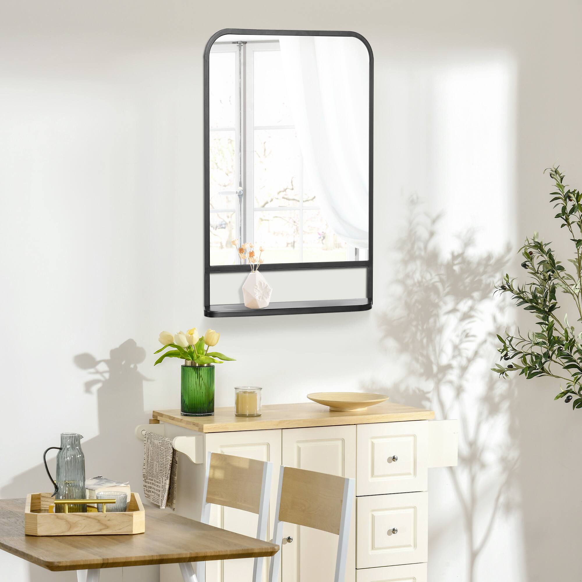 Alt View 1. Homcom - 34x21" Rectangle Wall Mirror w/Storage Shelf Modern Decor - Black.