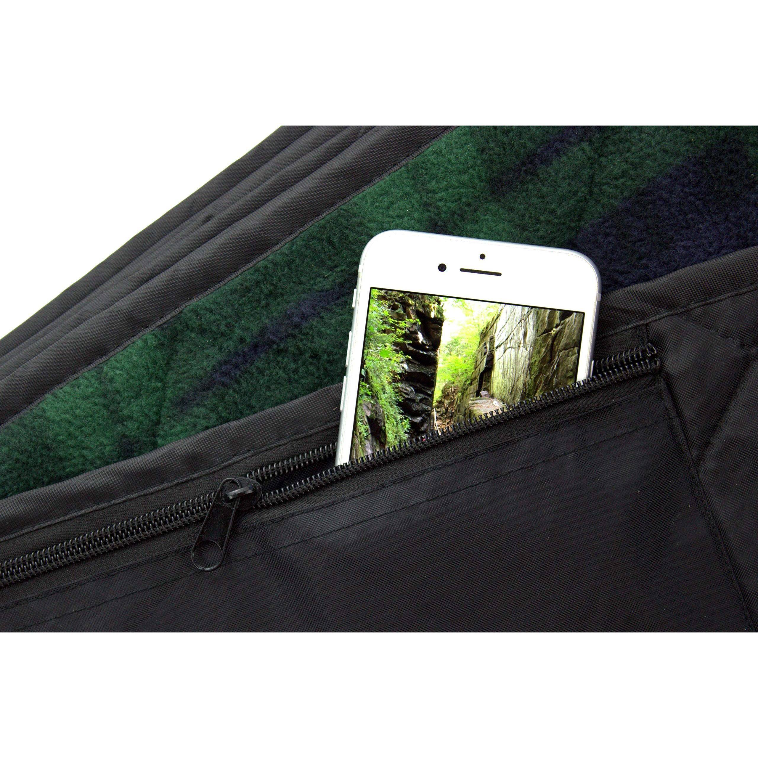 Alt View 2. Paradigms Interiors - Waterproof Windproof Extra Thick 350 Gsm Quilted Fleece Or Sherpa Stadium Blanket 350 Gsm FleeceUPGRADED PR... - Green Check.