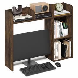 Furinno - BASIC 5-Shelf Desktop Hutch, Desk Shelf, Book Shelf, Desk Organzier, for Office Supplies, Office Desk Accessories - Amber Pine