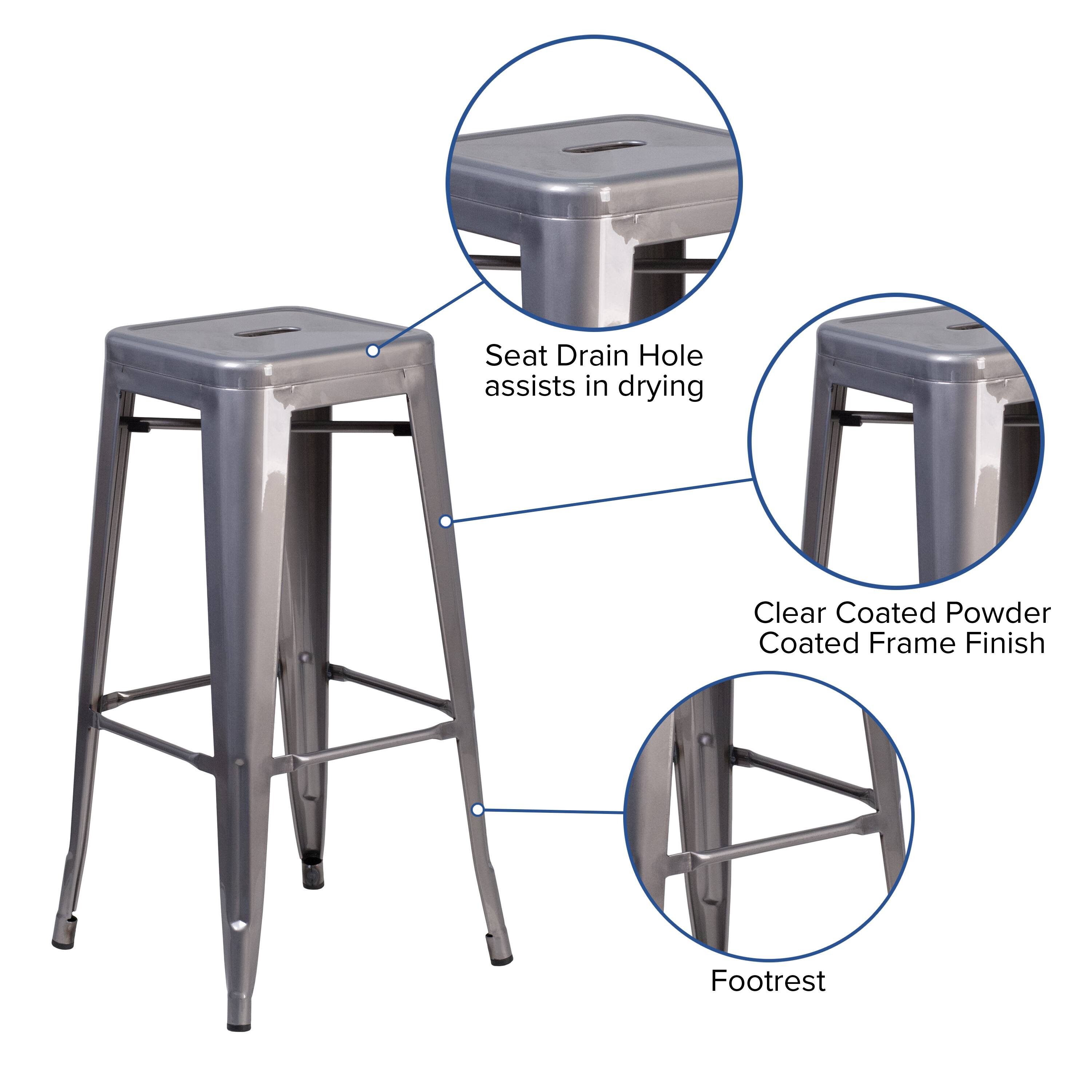 Seat Drain Hole assists in drying  
Clear Coated Powder Coated Frame Finish  
Footrest