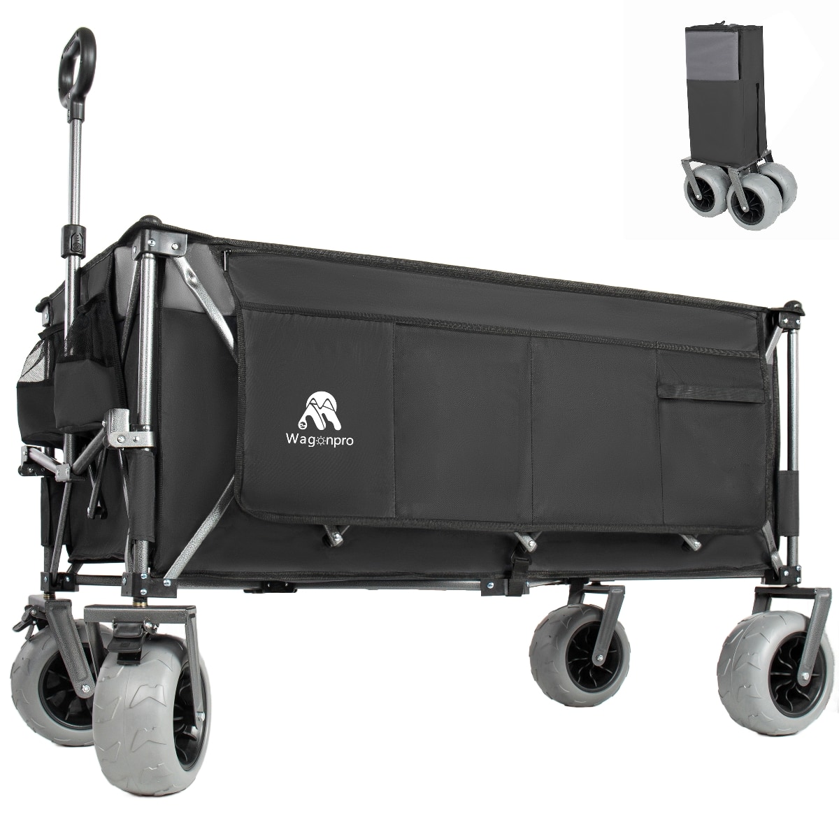 Loheer - Extra Large Heavy Duty Folding Wagon with Steel Frame and All Terrain Wheels for Beach Garden and Sports