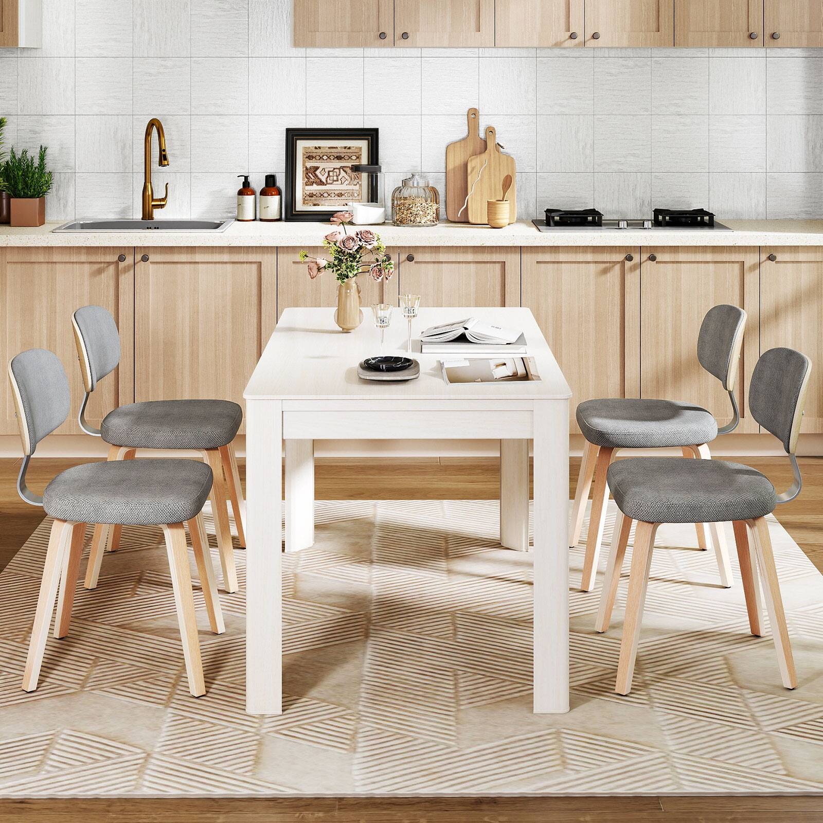 Alt View 3. Gymax - Gymax Dining Chairs Set of 2 w/Curved Backrest Padded Seat for Dining Room Living Room Natural & Grey - Yellow.