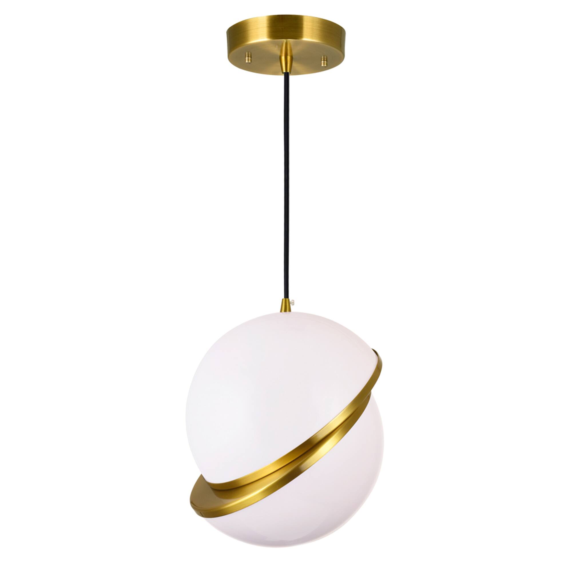 Angle. CWI Lighting - Gemini 1 Light Mini Pendant With Brass Finish - Brass.
