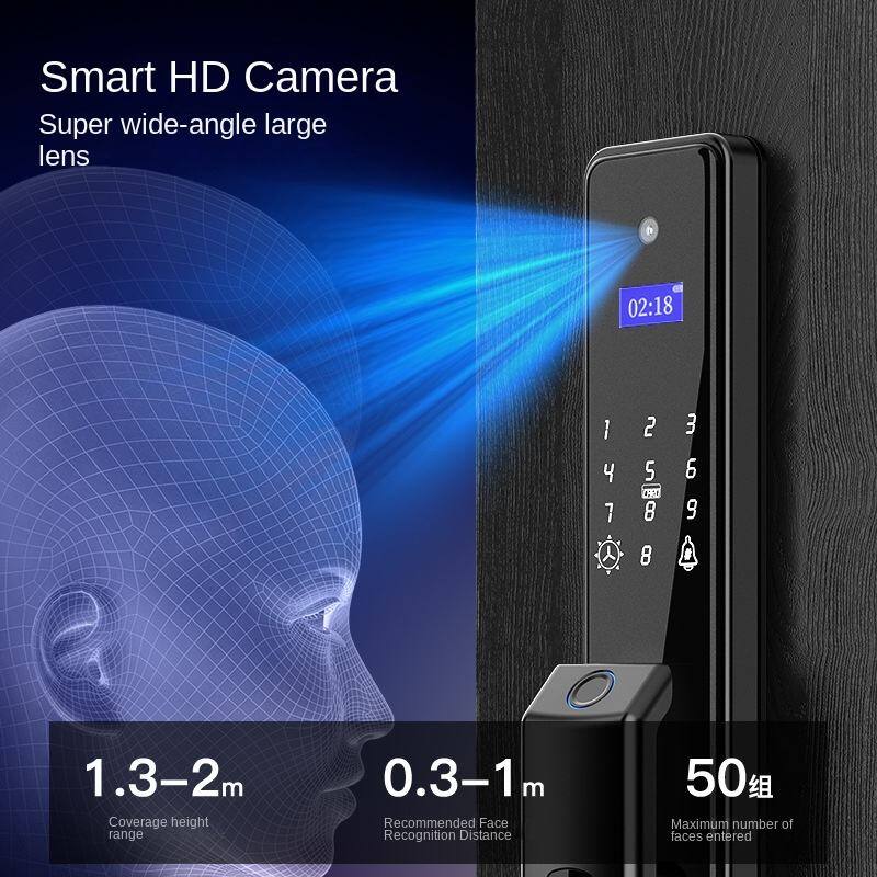 Smart HD Camera  
Super wide-angle large lens  

1.3–2m  
Coverage height range  

0.3–1m  
Recommended Face Recognition Distance  

50  
Maximum number of faces entered