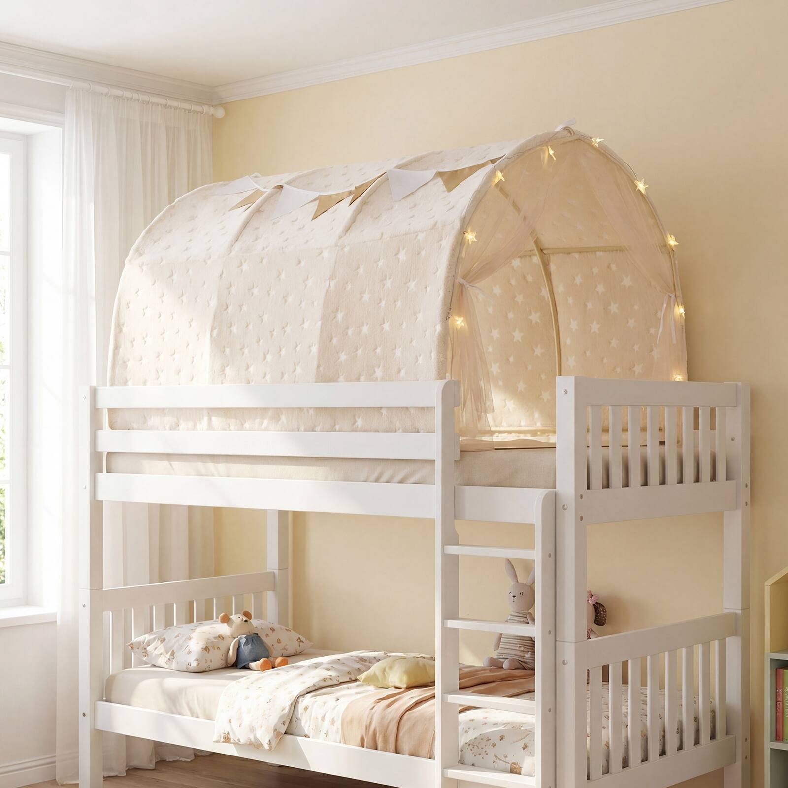 Alt View 4. Gymax - Gymax Kids Bed Tent Children Bed Canopy w/Glow in the dark Fabric Washable Flannel - Beige.