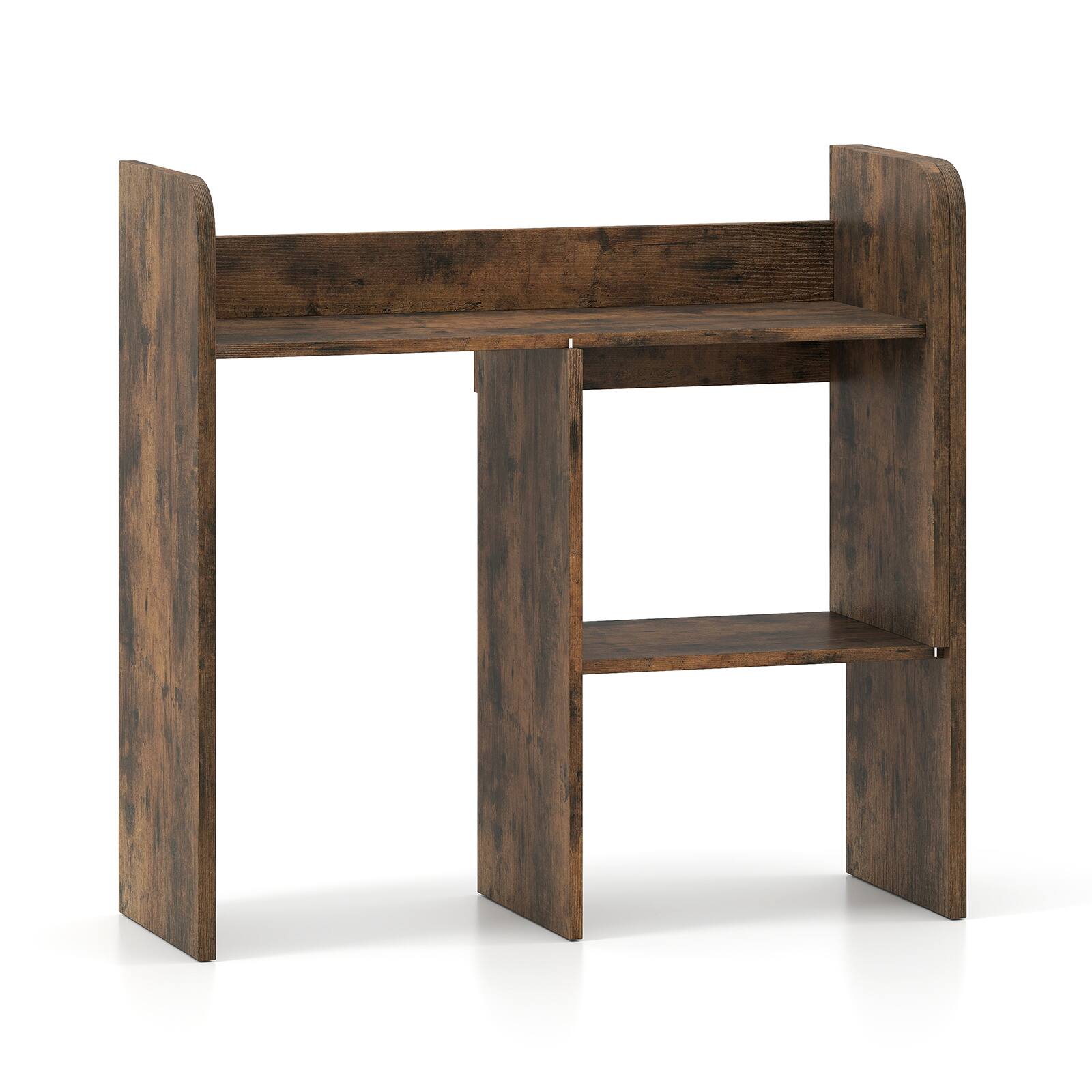 Alt View 9. Costway - Costway Countertop Bookcase Storage Hutch for Computer Desk, Modern Organizer for Home Office - Rustic Brown.