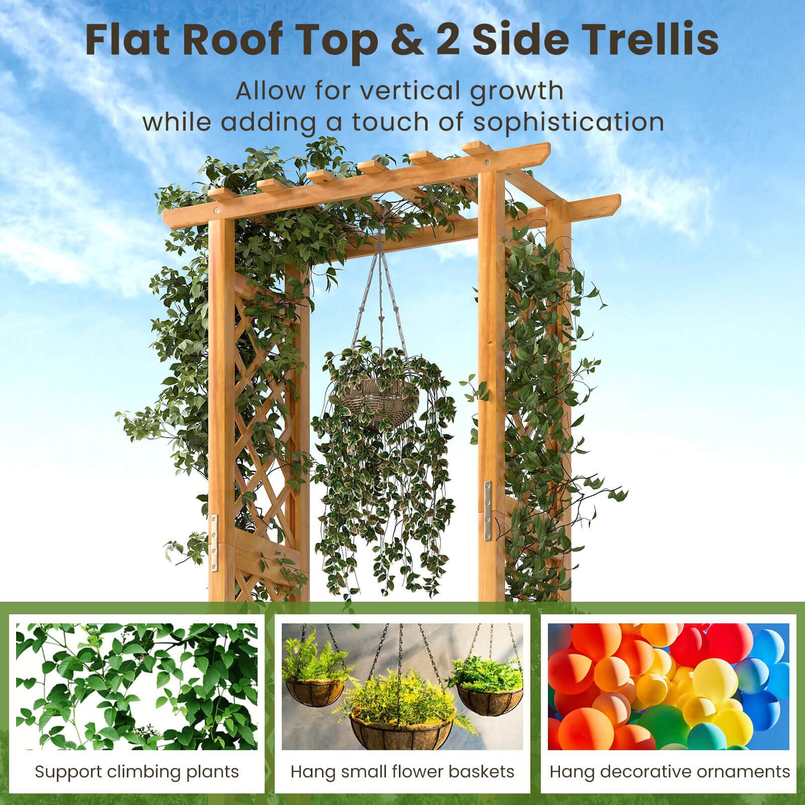 Flat Roof Top & 2 Side Trellis  
Allow for vertical growth while adding a touch of sophistication  

- Support climbing plants  
- Hang small flower baskets  
- Hang decorative ornaments