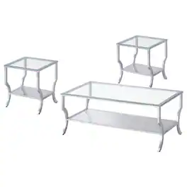 Coaster Co. of America - Saide 3-piece Glass Top Coffee and End Table Set Chrome - Silver