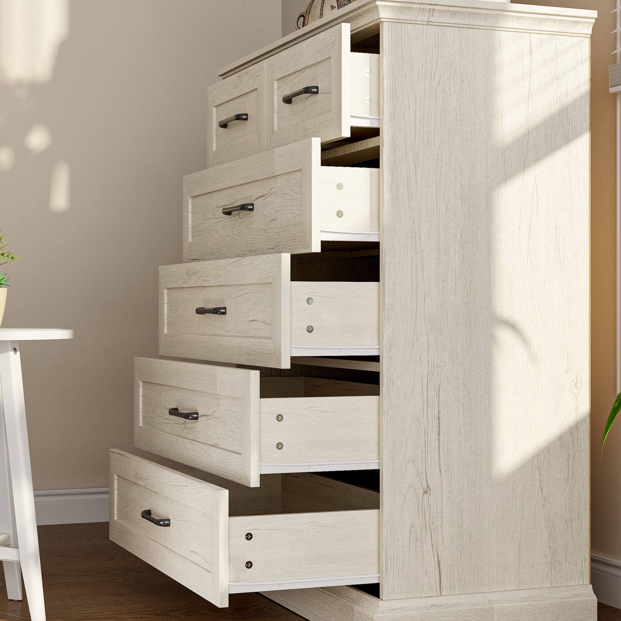 Back. Famapy - Vertical Storage Chest – Multi-Drawer Cabinet for Bedroom, Living Room, Entryway, Dining Room, Home Organization - Gray.