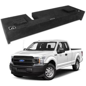 Front. NVX - 2009-2018 Ford F-150 Extended Cab - Custom-Fit Empty Dual 10" Sealed Subwoofer Enclosure - Black.