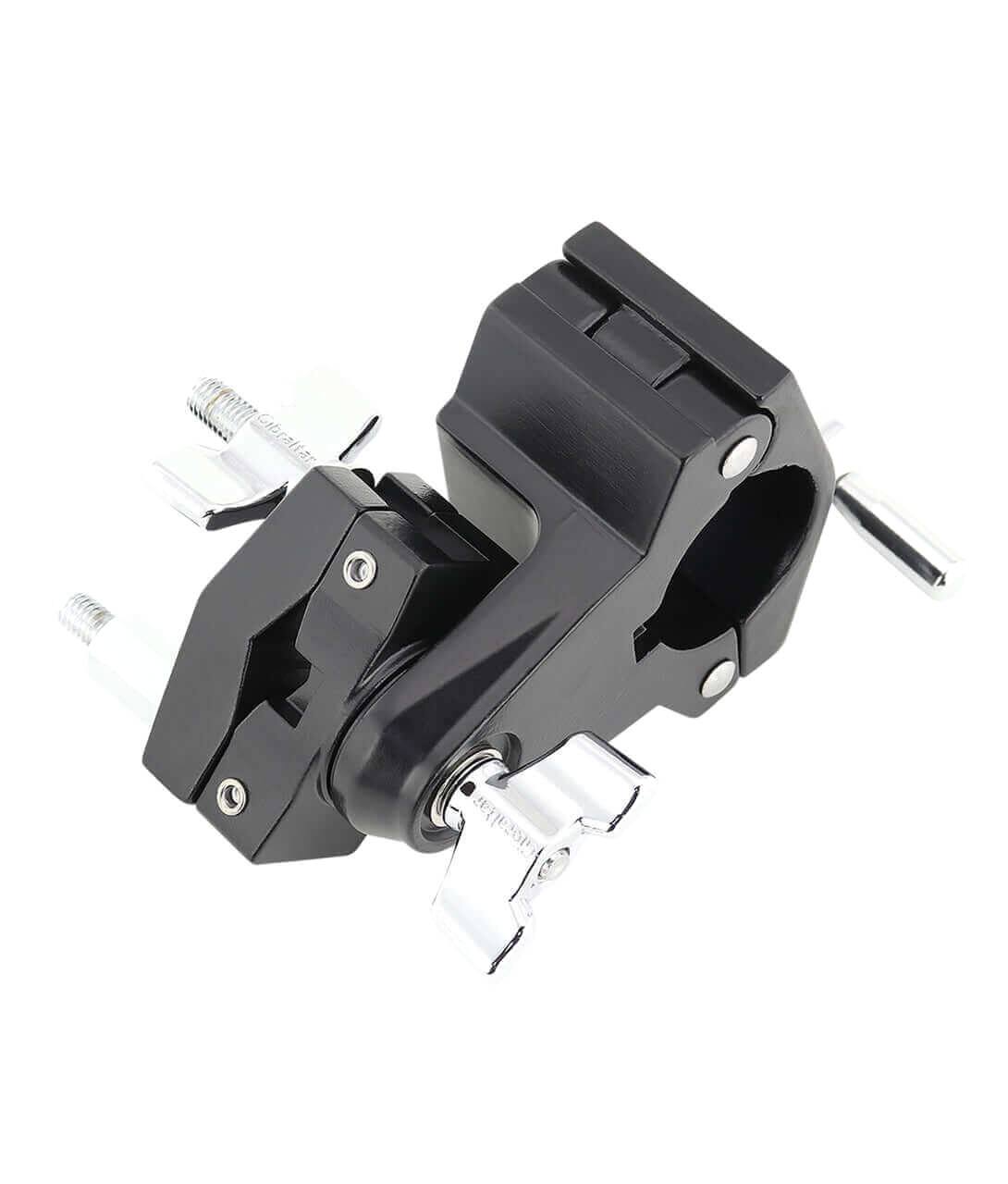 Left. Gibraltar Hardware - Road Series 1.5" Black End Mount Drum Rack Multi Clamp, Secure End-Bar Clamp for Mounting Drum, Cymbal & Accessory Arms.