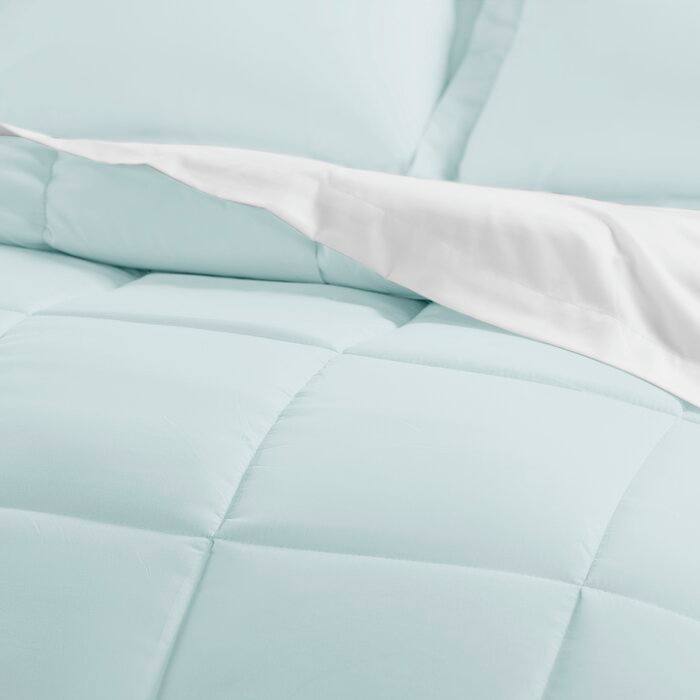 Left. Hivvago - King size Microfiber 6-Piece Reversible Bed-in-a-Bag Comforter Set in Aqua Blue - Aqua Blue.