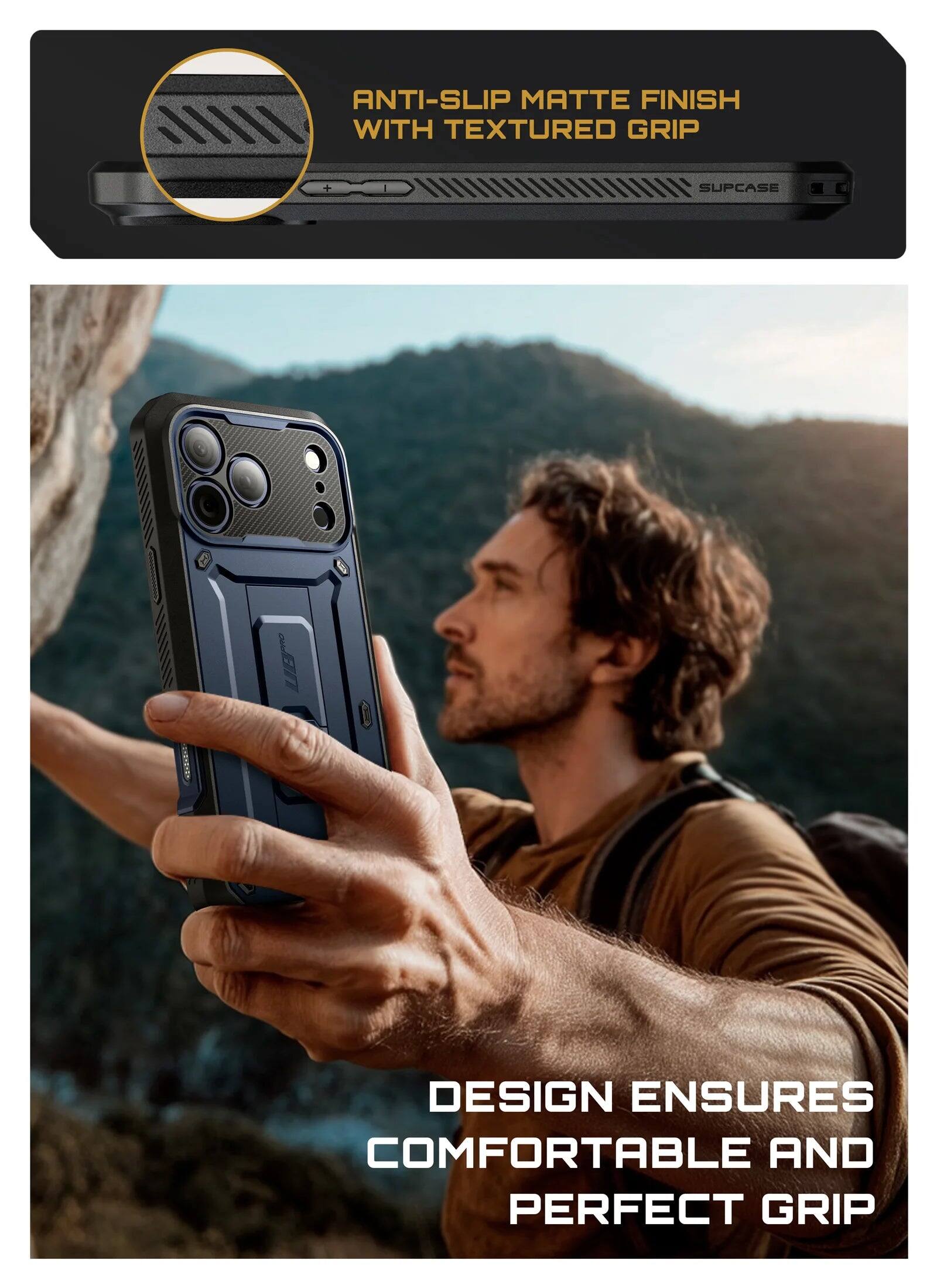 ANTI-SLIP MATTE FINISH WITH TEXTURED GRIP

SUPCASE

DESIGN ENSURES COMFORTABLE AND PERFECT GRIP