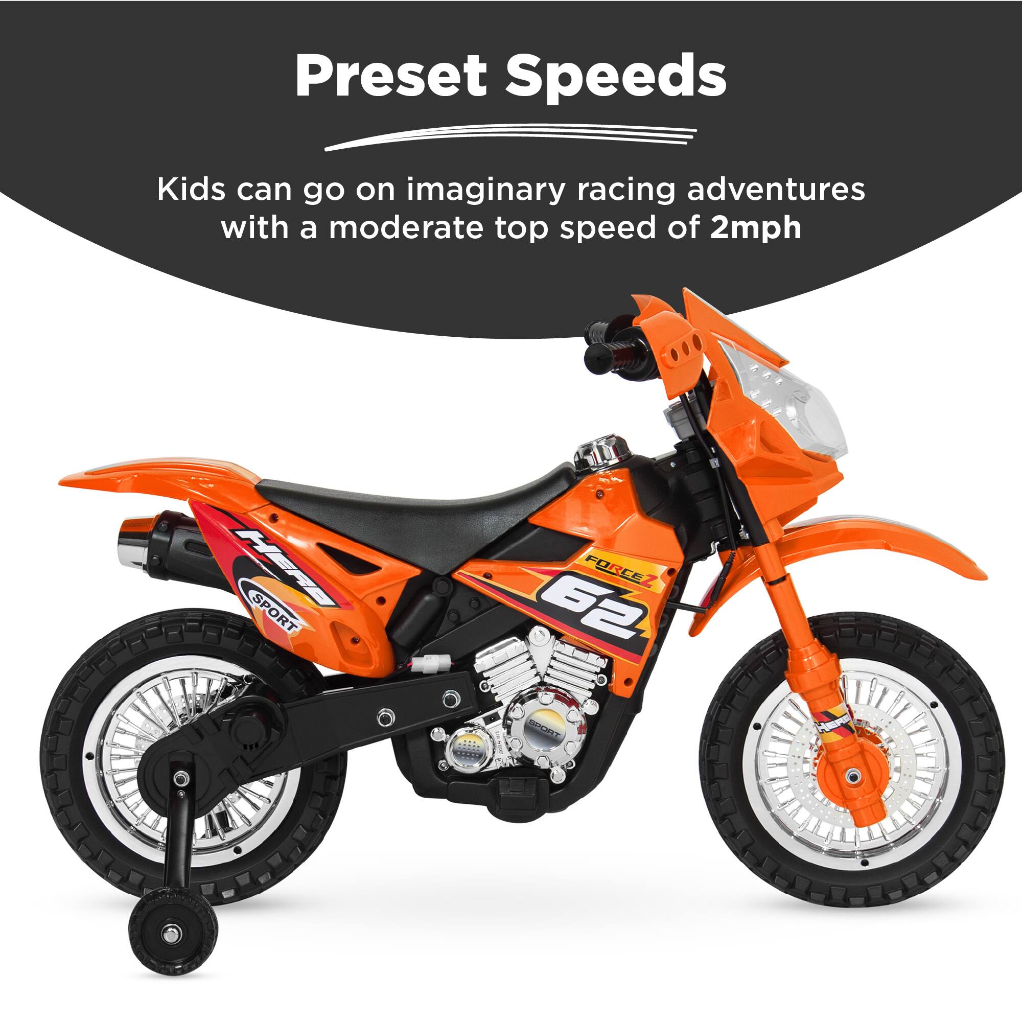 Preset Speeds: Kids can go on imaginary racing adventures with a moderate top speed of 2mph.