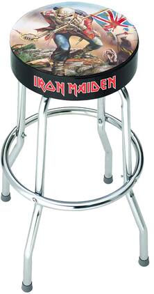 PopMarket - Iron Maiden - Rocksax - Iron Maiden - Trooper Logo - Bar Stool With Swivel Seat (Black/Chrome) - Multicolor