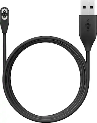 Front. Shokz - 2' USB-A to 4-Pin Magnetic OpenSwim Pro Charging/Data Cable - Black.