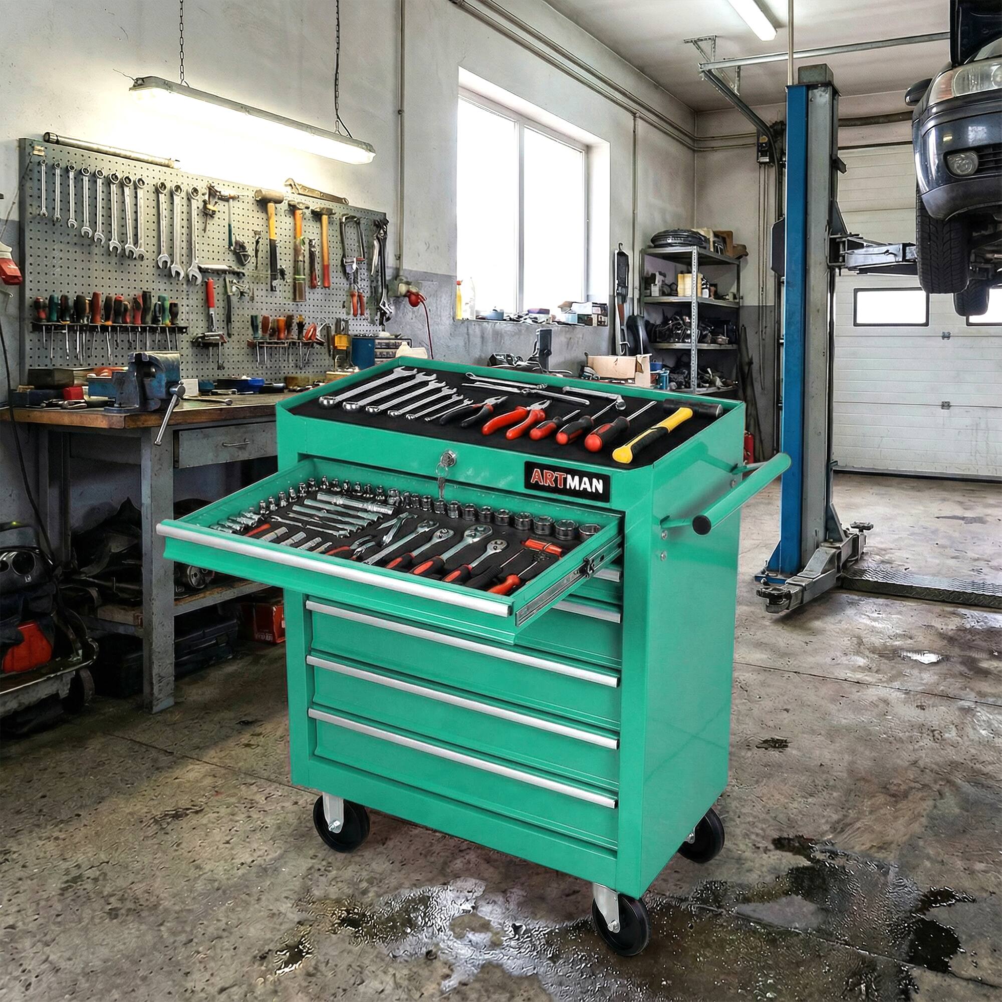 Alt View 6. LOVMOR - 7 DRAWERS MULTIFUNCTIONAL TOOL CART WITH WHEELS.