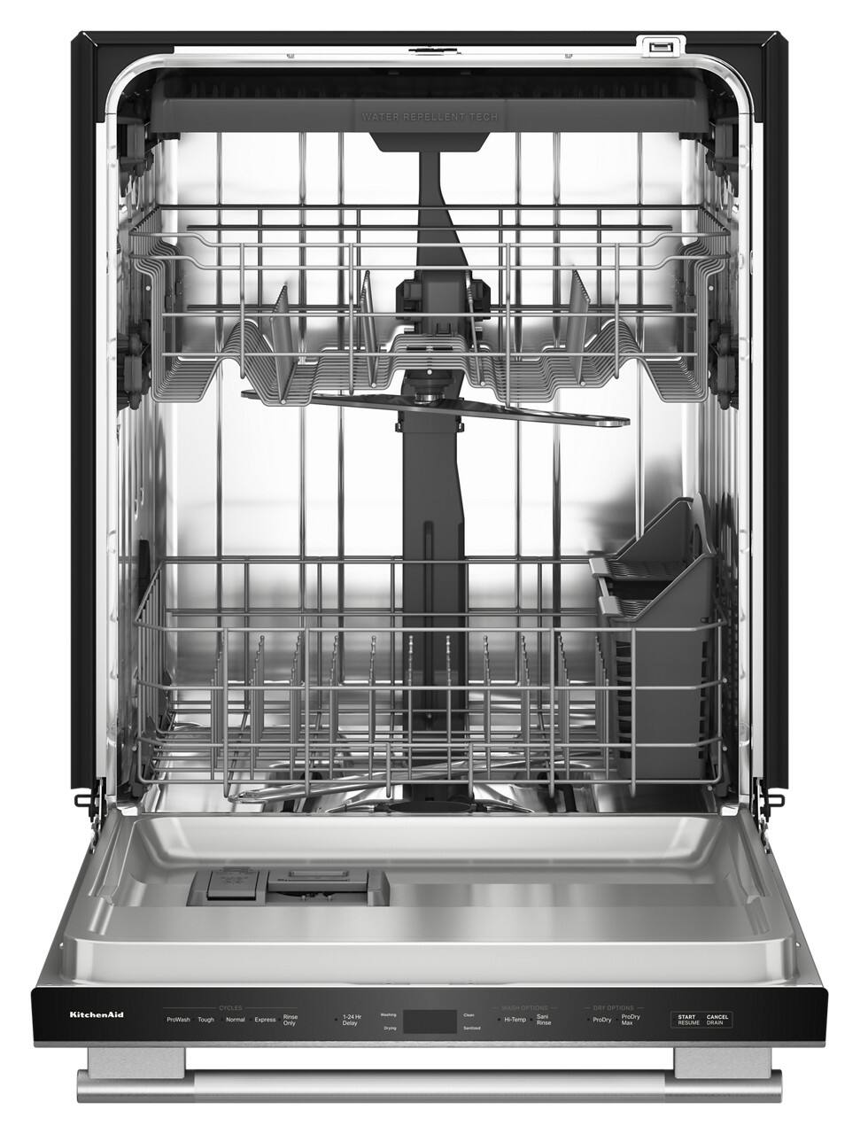 WATER REPELLENT TECH

KitchenAid

CYCLES
Prewash Tough Normal Express Only

1.34H
Dish
Drying

WASH OPTIONS
Hi-Temp Rinse

DRY OPTIONS
ProDry Max

START CANCEL
RESUME DRAIN