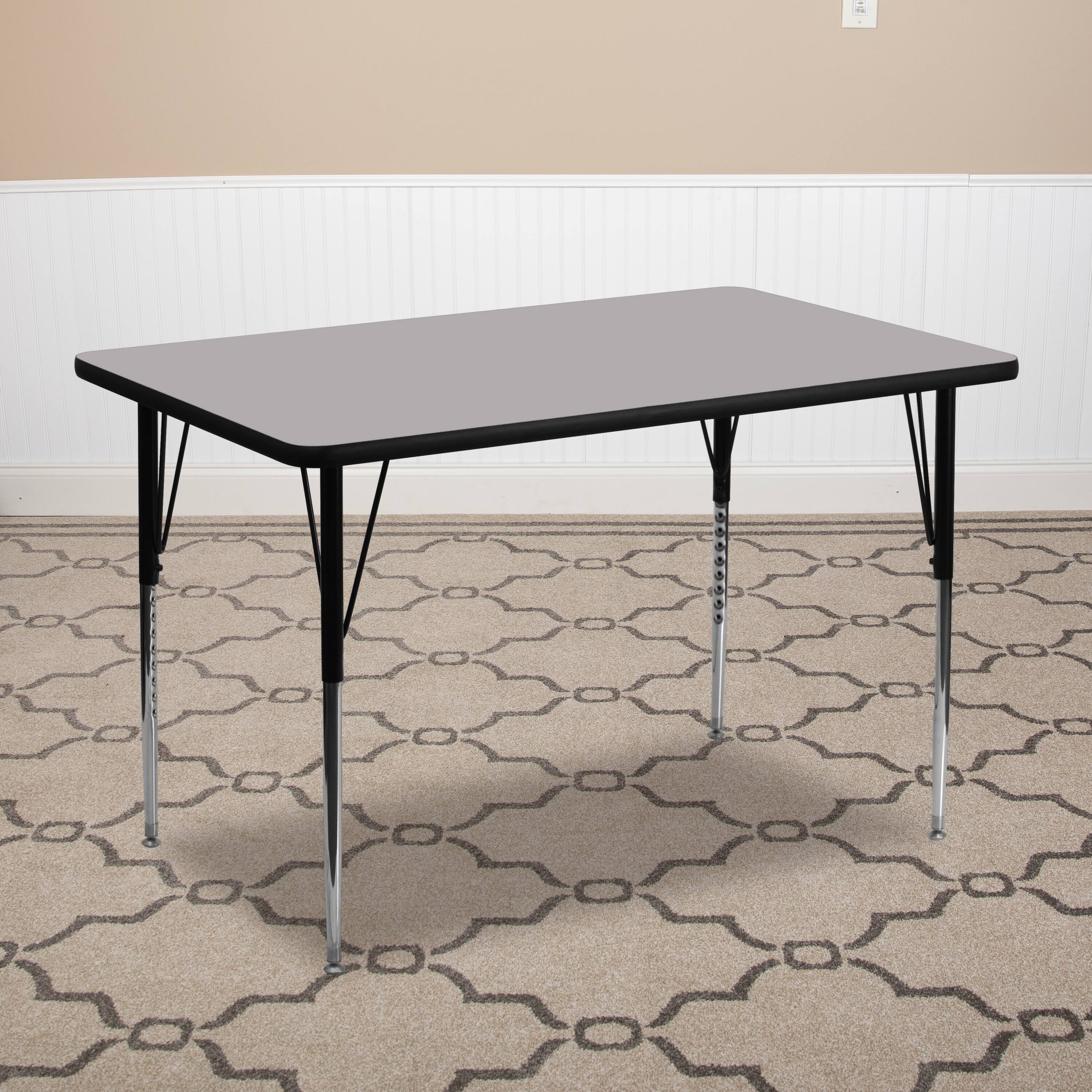 Alt View 1. Emma + Oliver - 30x72 Rectangle Laminate Adjustable Activity Table - Gray.