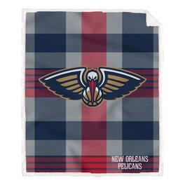 Pegasus - New Orleans Pelicans 60- x 70- Plaid Steel Ultra Cozy Sherpa Blanket - Multicolor