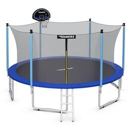 Resenkos - 14 FT Trampoline with Enclosure Combo - Outdoor Bounce Jump Recreational Equipment - Blue and Black