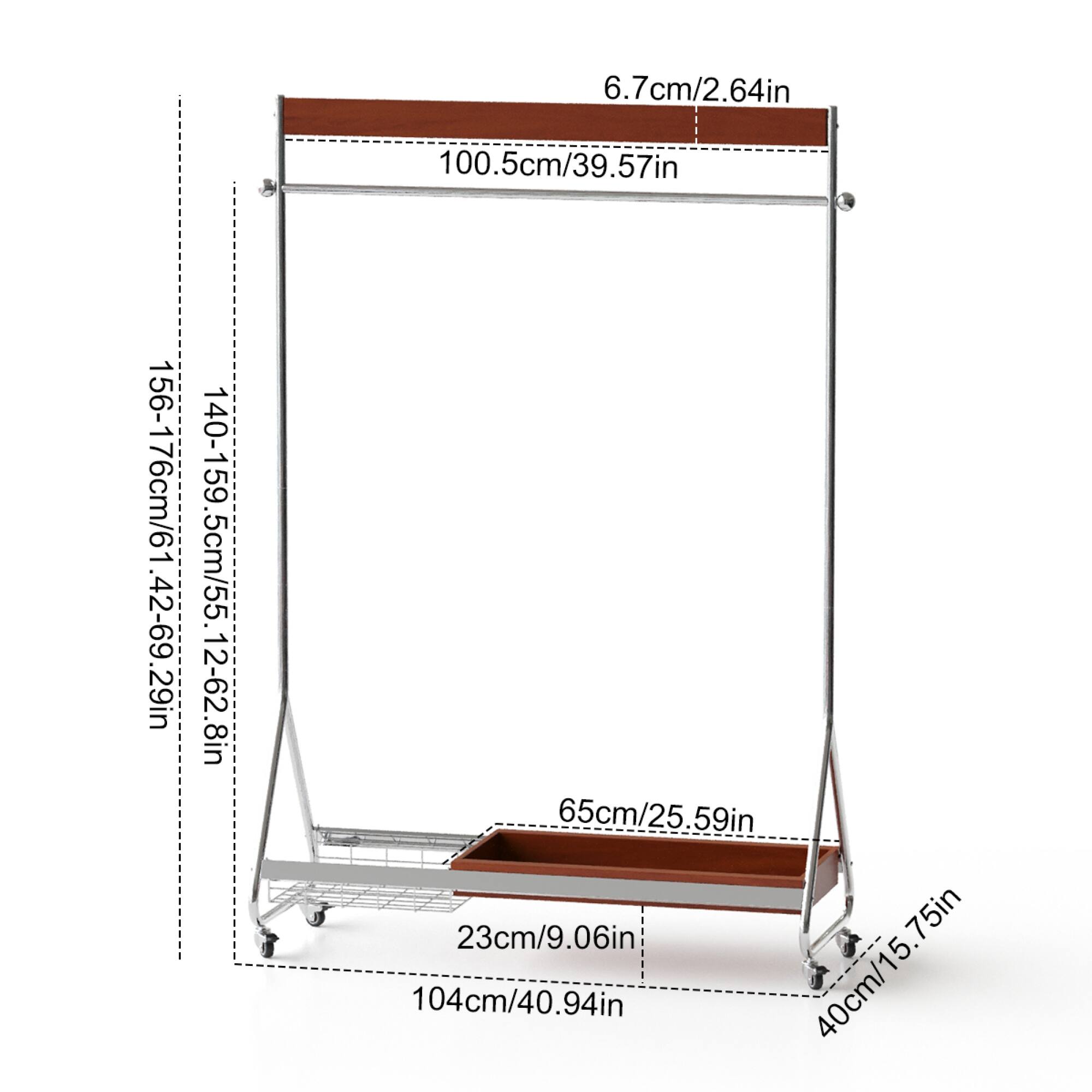 6.7cm/2.64in  
100.5cm/39.57in  
156-176cm/61.42-69.29in  
140-159.5cm/55.12-62.8in  
65cm/25.59in  
23cm/9.06in  
104cm/40.94in  
40cm/15.75in  
40cm/15.75in
