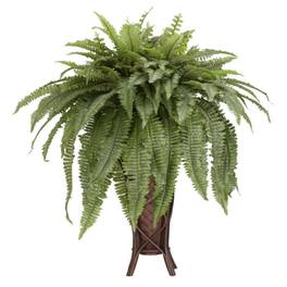 BreeBe - Boston Fern w/Stand Silk Plant - Green