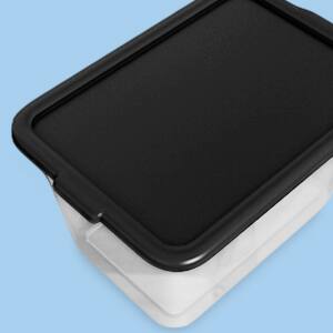 Alt View 4. SIMPLYKLEEN - SIMPLYKLEEN 4 Pack 14.5 Gallon Christmas Storage Bins with Lids Stackable Totes Rugged Tubs Garage Organization - Clear Tote/Black Lid.