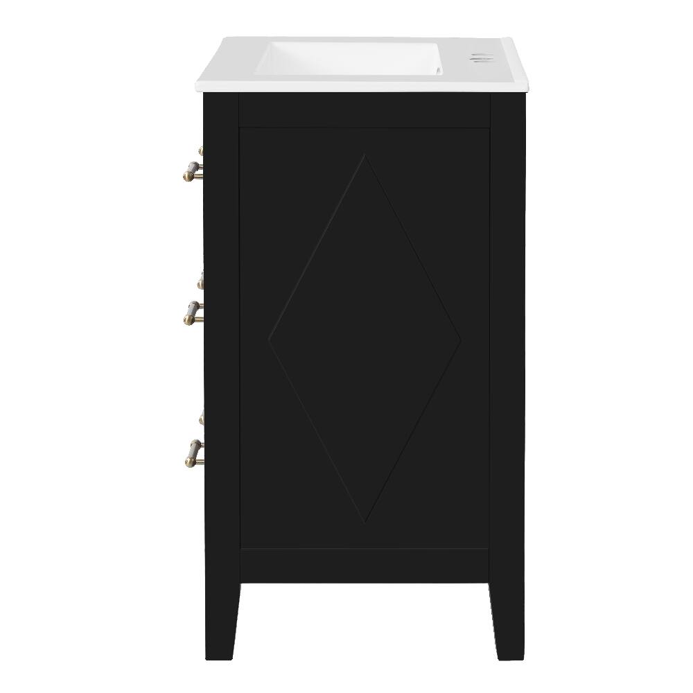 Alt View 6. Loheer - Loheer 24 inch bathroom vanity with sink Black Freestanding - Black.