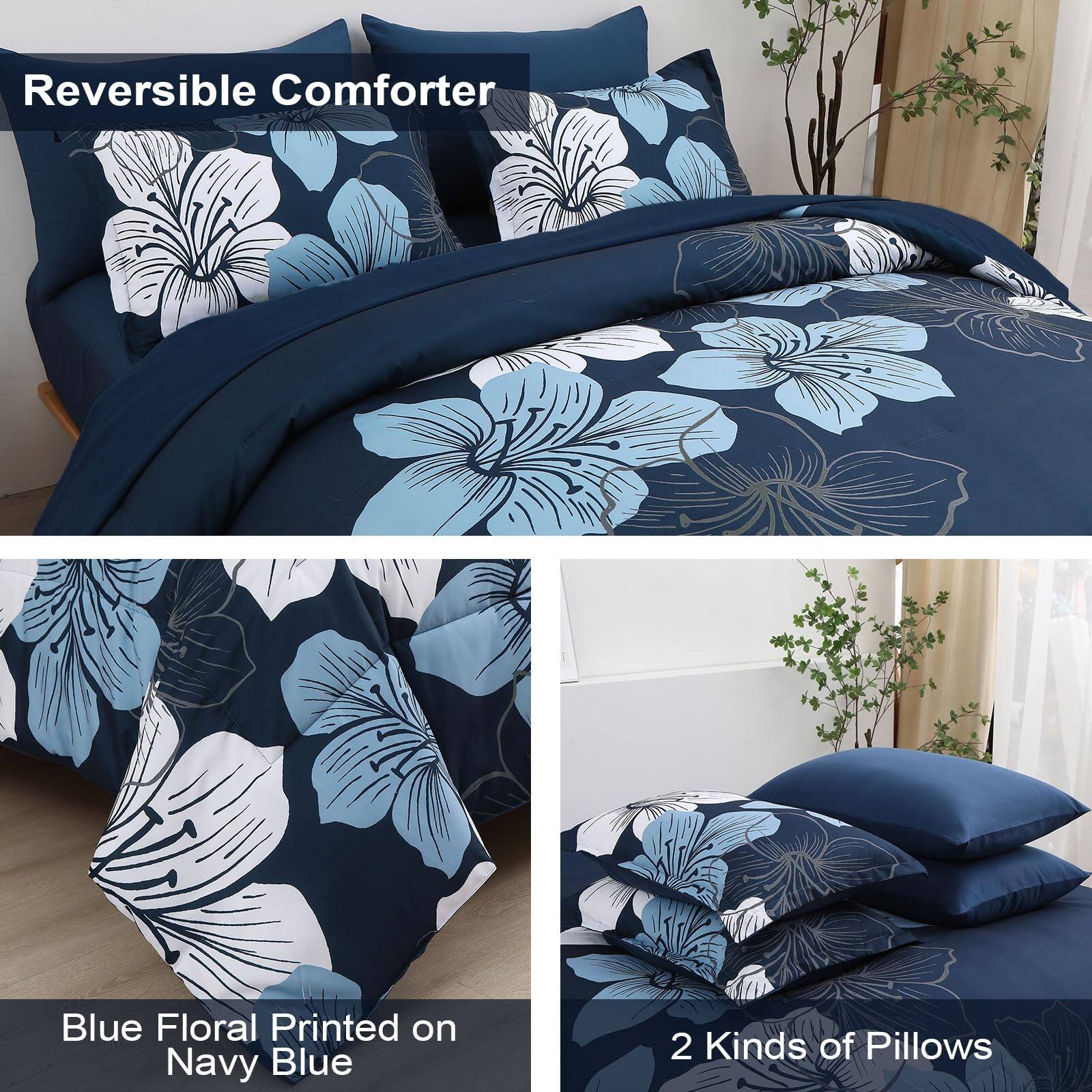 Reversible Comforter

Blue Floral Printed on Navy Blue

2 Kinds of Pillows