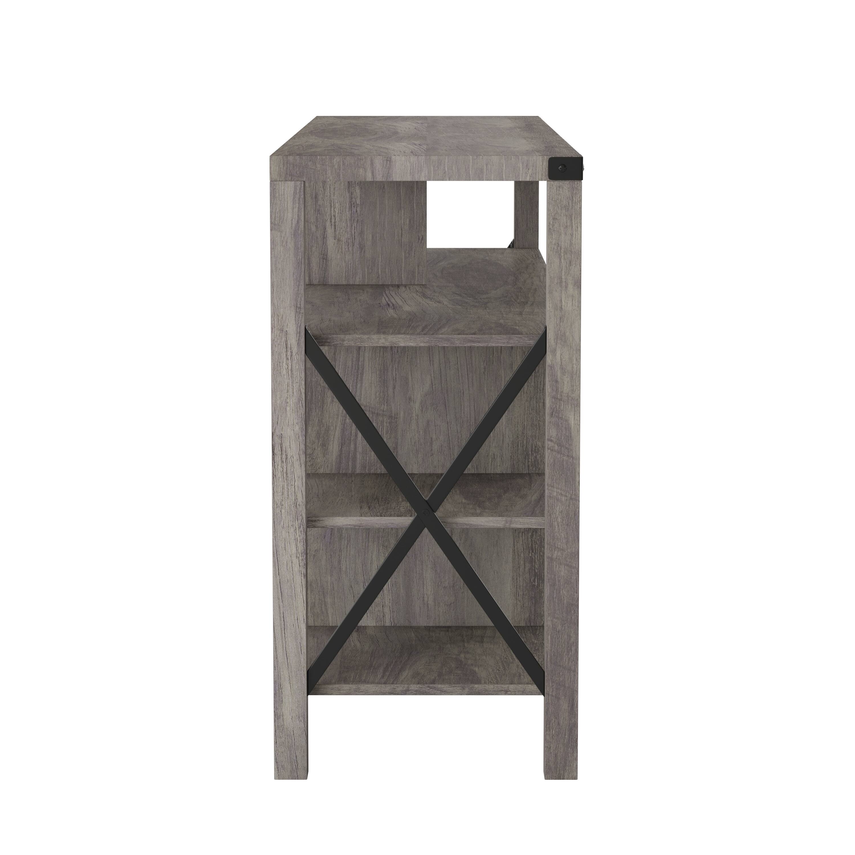 Alt View 8. Emma + Oliver - Marella Modern Rustic Farmhouse Media Console Cabinet with Spacious Open and Closed Storage - Gray Wash.