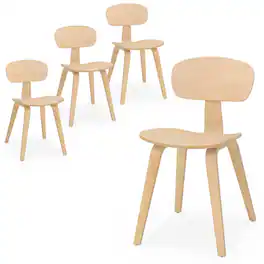 Gymax - Modern Dining Chair Set of 4 w/Wide Seat & Curved Backrest Adjustable Foot Pads - Yellow