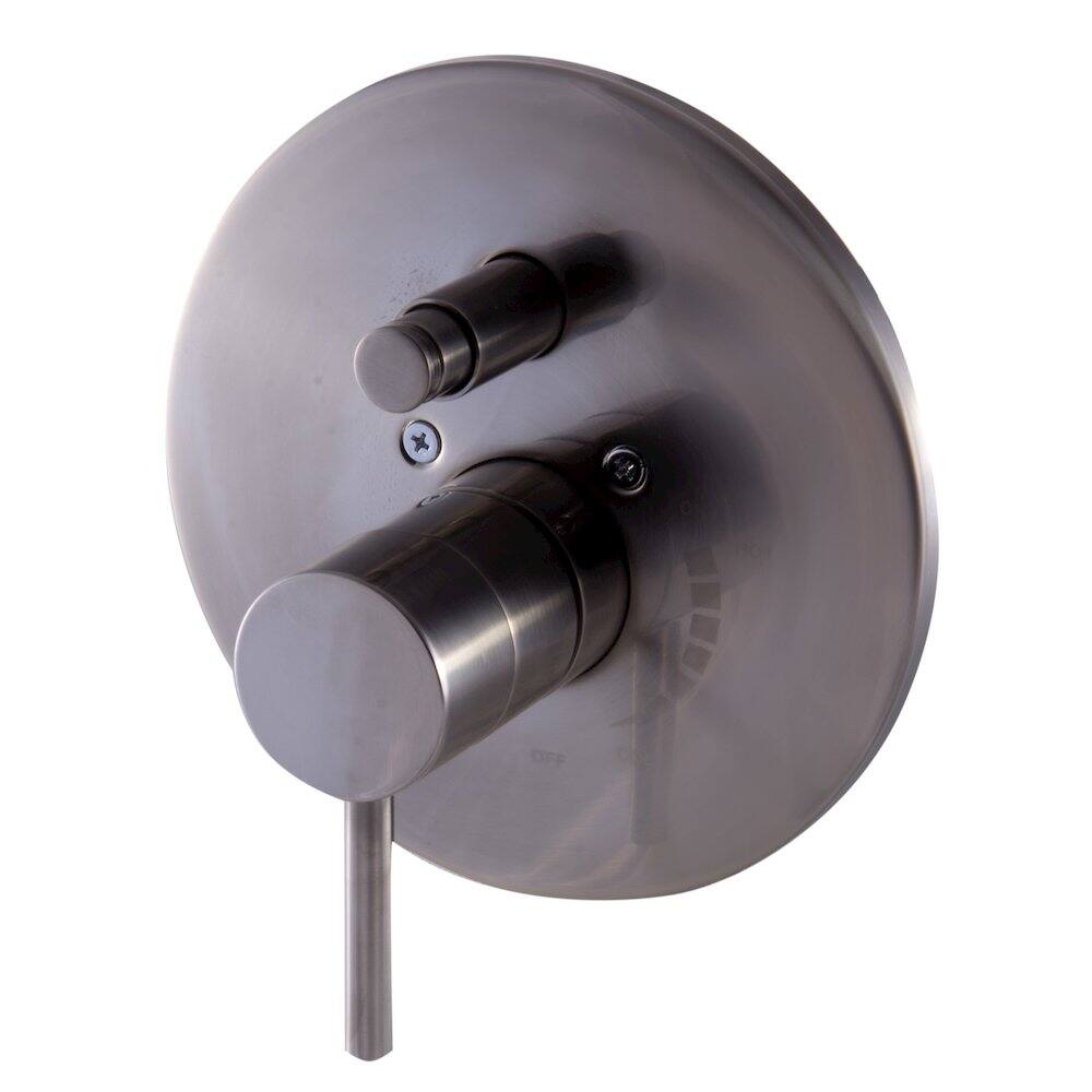 Left. Alfi - Brushed Nickel Pressure Balanced Round Shower Mixer with Diverter - Silver.