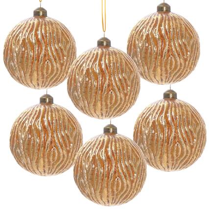 Front. Dexmalle - Dexmalle D3.9 Christmas Tree Decorative Hanging Ball Ornaments,Set of 6-Gold - Gold.