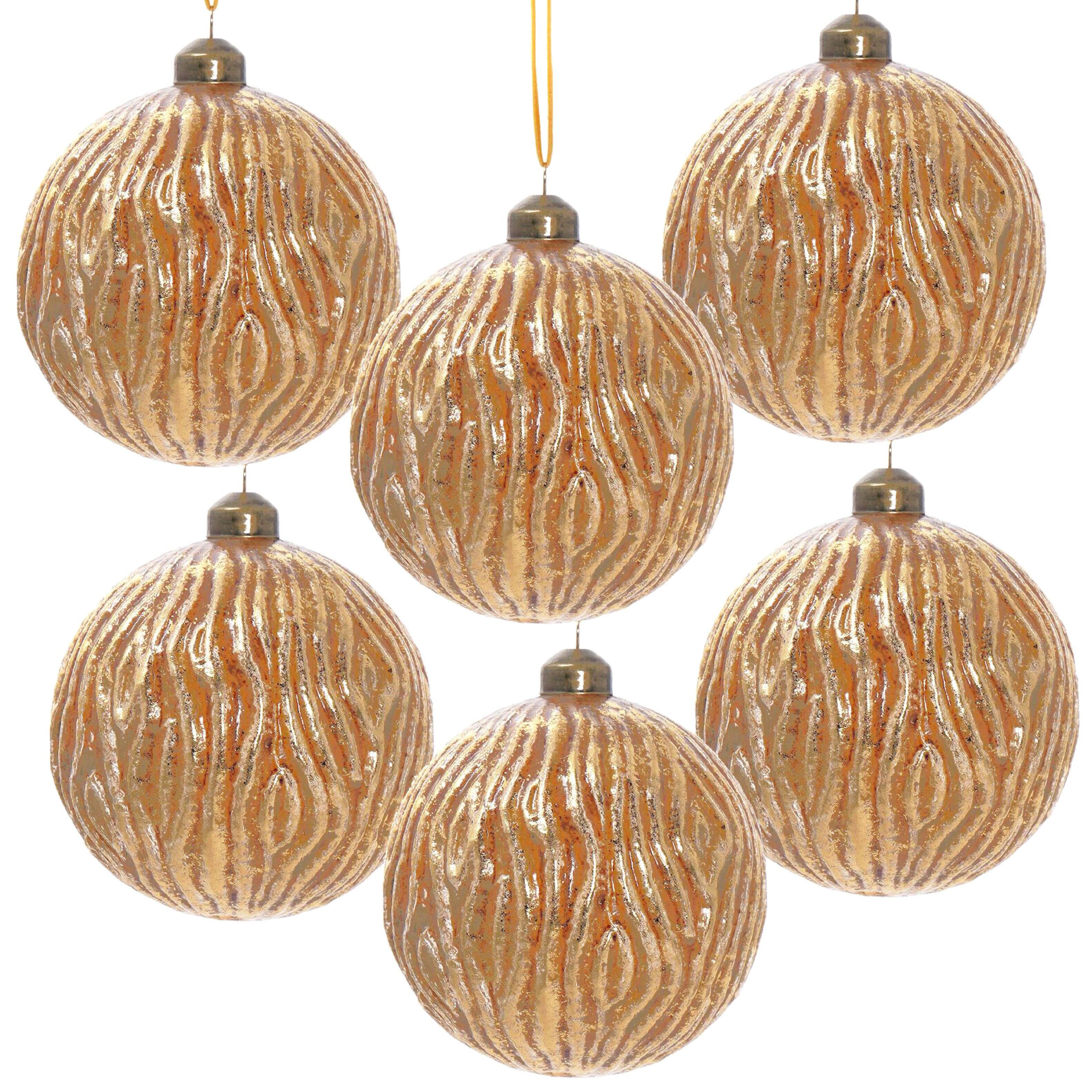 Front. Dexmalle - Dexmalle D3.9 Christmas Tree Decorative Hanging Ball Ornaments,Set of 6-Gold - Gold.